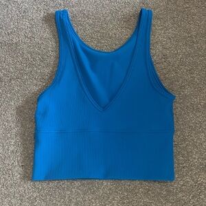 blue athletic cropped tank